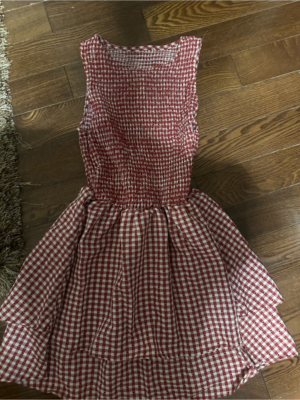 Affordable Fashion Finds Red Gingham Smocked Mini Dress - Picture 5 of 7